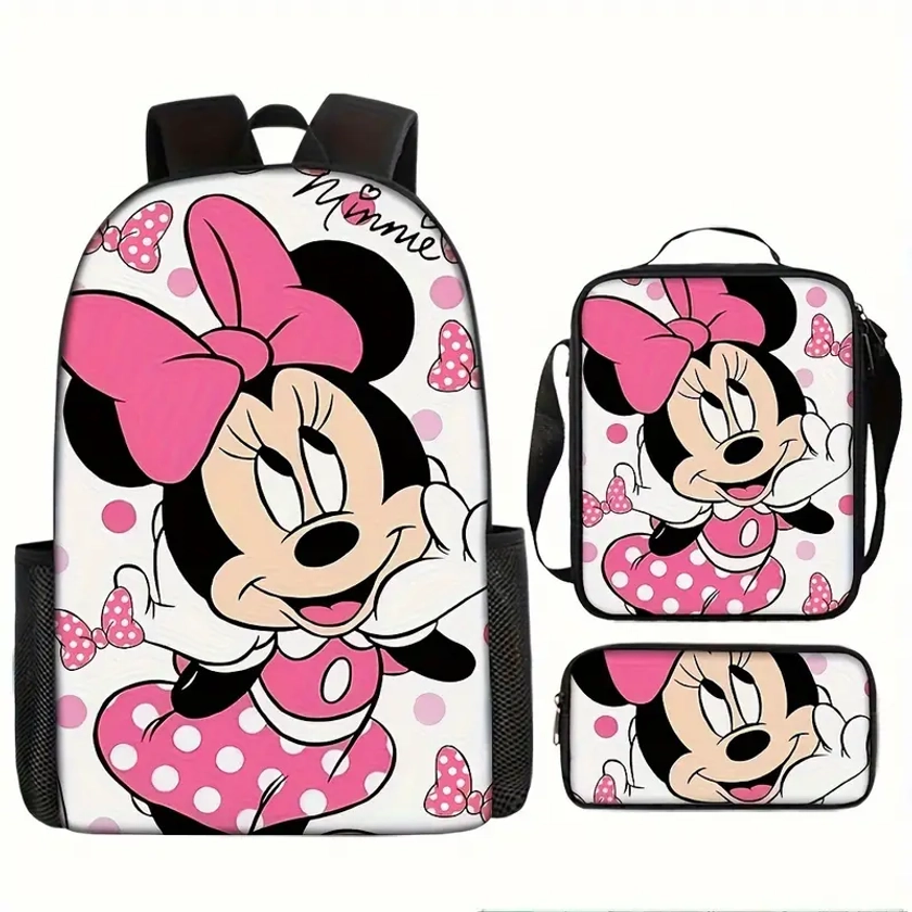 [Already Authorized] Mickey 3PCS Boys Dual Shoulder Bags Girls School Bags, * With Lunch Box Pencil Case Set, * Adjustable Shoulder 16