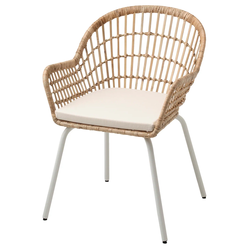 NILSOVE / NORNA chaise+coussin, rotin blanc/Laila naturel - IKEA