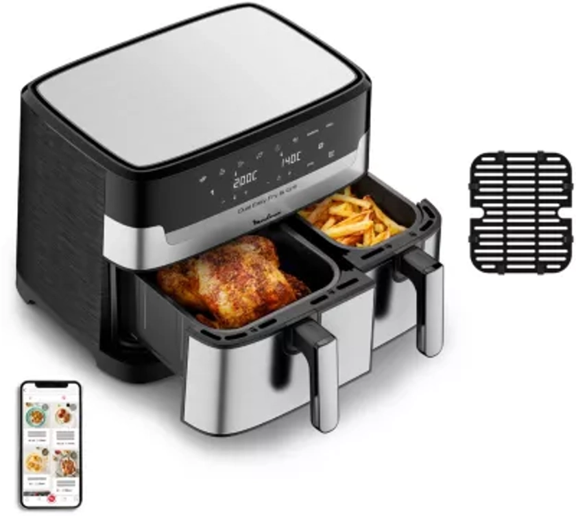 Friteuse sans huile MOULINEX Easy Fry and Grill Dual Inox EZ905D20 | Boulanger