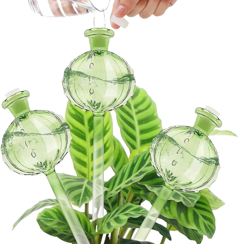 Automatic Plant Waterer, 3pcs Plant Watering Globes Glass, Self Watering Bulbs Devices, Cactus-shaped Plant Water Drippers for Indoor and Outdoor Plants