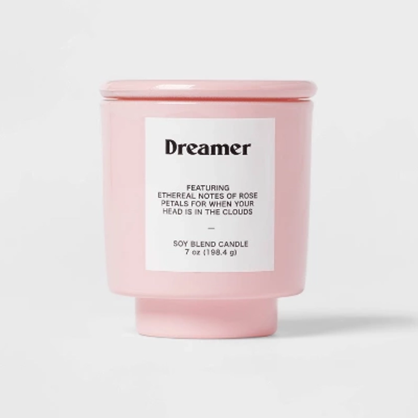 7oz Pink Exterior Painted Glass with Glass Lid Dreamer Candle Pink - Room Essentials™