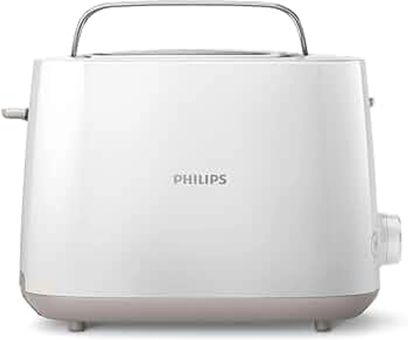 Philips Domestic Appliances Grille-pain - 2 Fentes, 8 Réglages, Réchauffe-Viennoiseries, Décongélation, Surélévation, Arrêt Automatique, (HD2581/00), Blanc, Taille unique