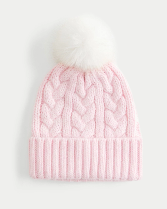 Women's Cable-Knit Pom Pom Beanie | Women's Accessories | HollisterCo.com