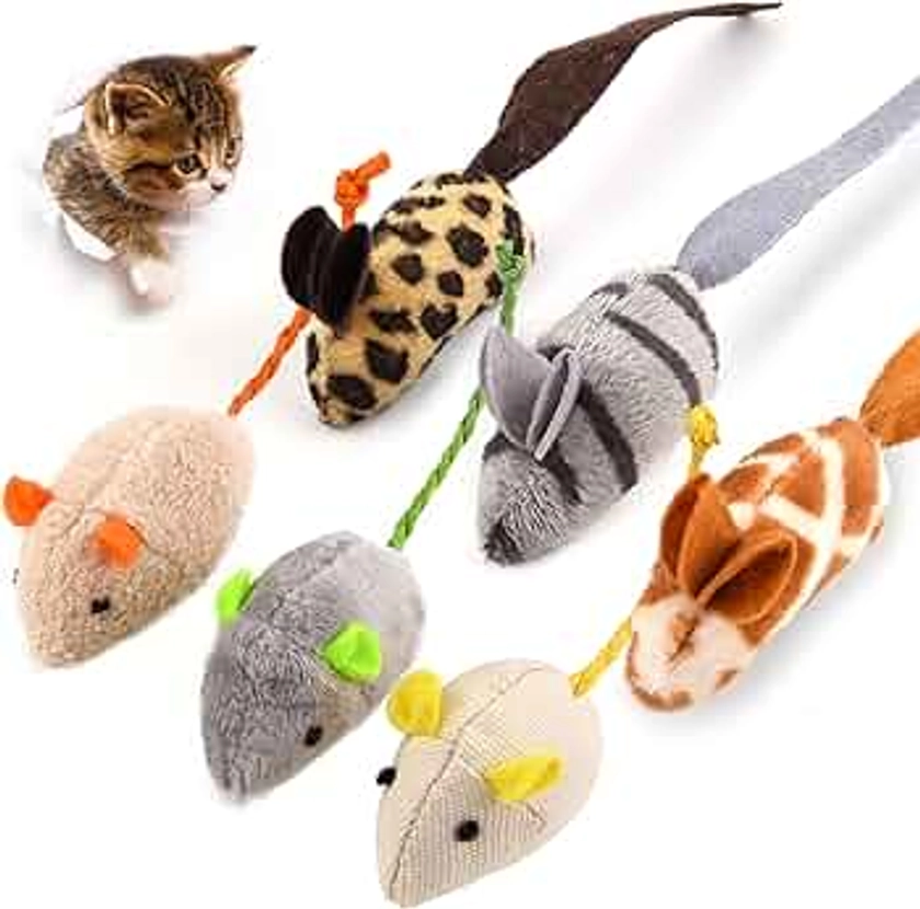 KTL 6 Pièces Souris Herbe à Chat Jouet pour Chat, Peluches Souris Jouets pour Chat, coloré drôle Souris Petite Chat Pet Jouet