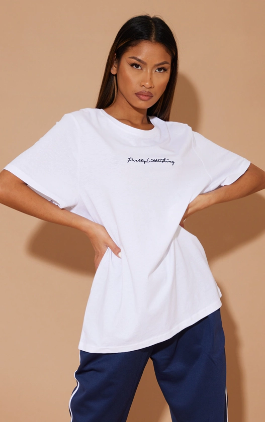 Prettylittlething Organic White Oversized T-Shirt