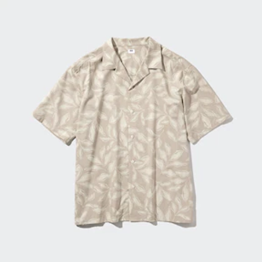 Modal Cotton Printed Open Collar Short Sleeve Shirt