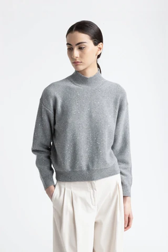 Wool, cashmere, lurex and sequin yarn sweater