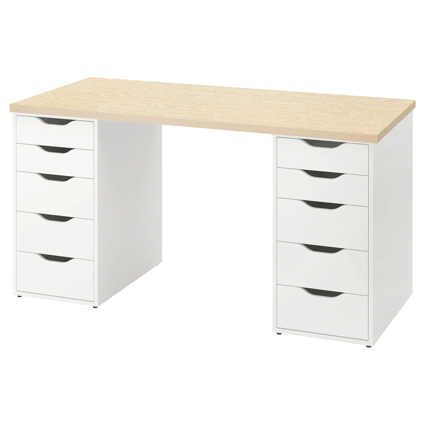 MITTCIRKEL / ALEX desk, lively pine effect white, 140x60 cm - IKEA