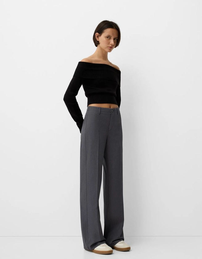 Pantalon jambe large coupe tailleur