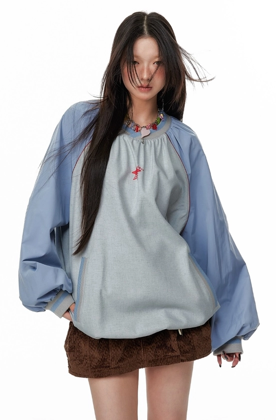 JIKOO Drop Stitch Raglan Sweatshirt - DEAR MY KIKO