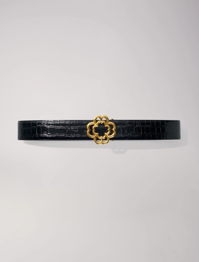 Ceinture double M en cuir croco