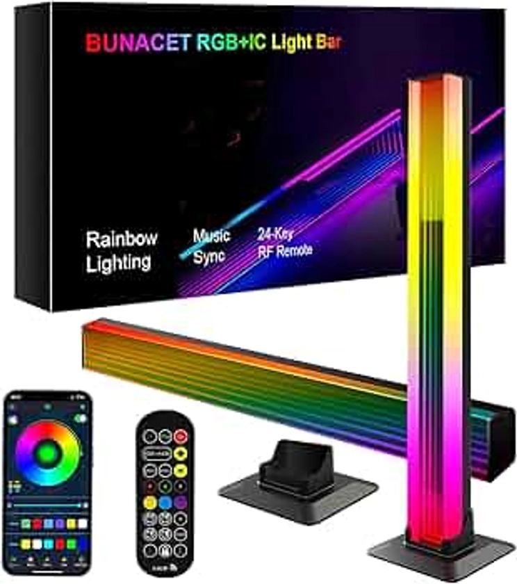 COZHYESS 2 Pack RGB Light Bar, Smart LED Light Bar, Gaming Lights, RGB Flow Light Bars, Sound Control Light, Colorful Atmosphere Light Pickup Function, for PC, Room Decorative, Ambient Lighting