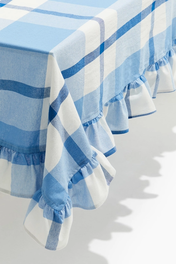 Katoenen tafelkleed met volants - Lichtblauw/donkerblauw - HOME | H&M NL