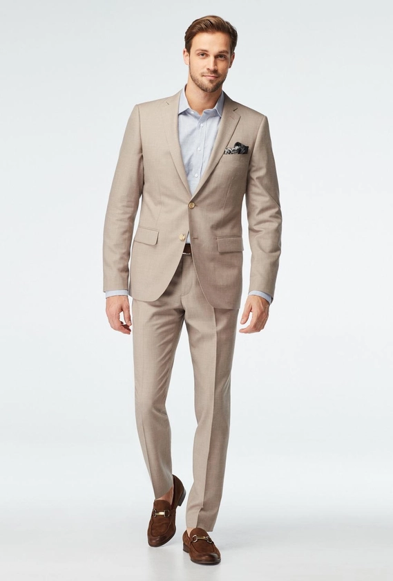 Custom Suits Made For You - Stockport Wool Linen Sand Suit | INDOCHINO