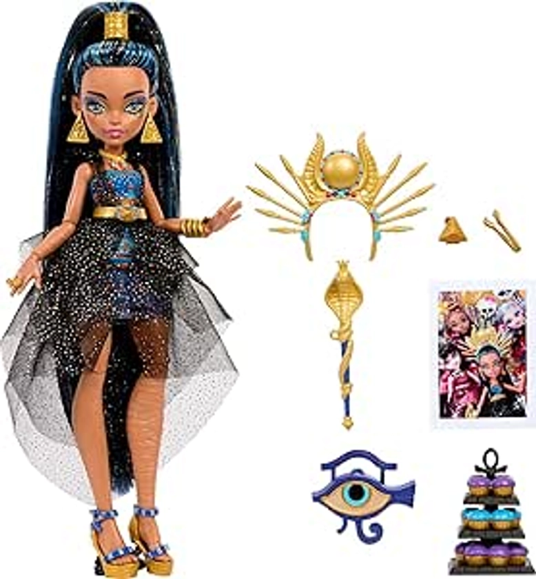 Monster High Bambola Monster Ball, Cleo De Nile in abito da festa con accessori a tema tra cui scettro e cupcake : Amazon.it: Videogiochi