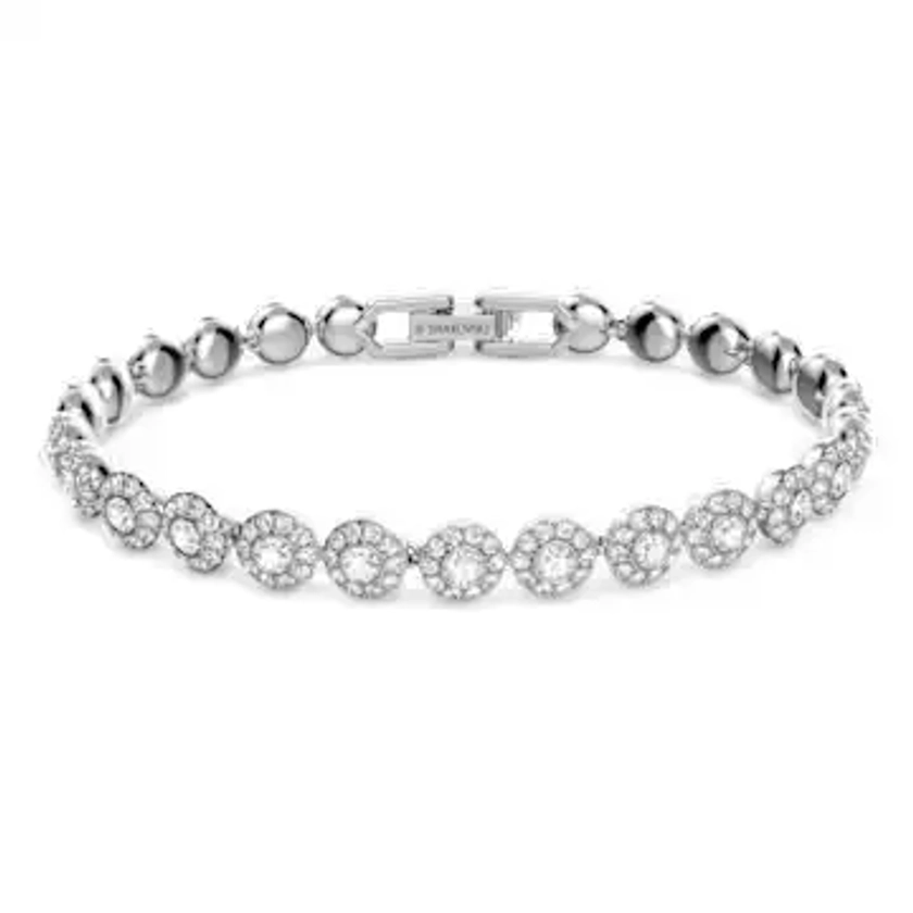 Una Angelic Tennis bracelet, Round cut, Small, White, Rhodium plated by SWAROVSKI