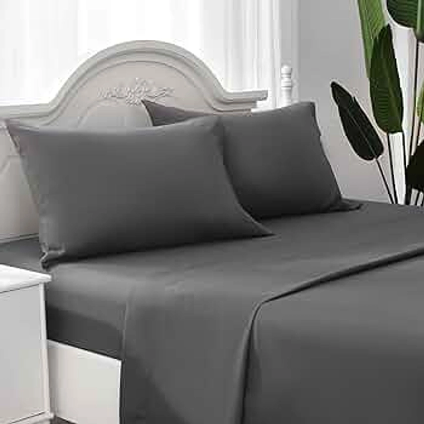ILAVANDE Grey Queen Sheets Set, 4 Piece Hotel Luxury Super Soft 1800 Series Microfiber Queen Bed Sheets Set-Wrinkle Free & Breathable-14 Deep Pocket Sheets for Queen Size Bed(Queen,Grey)