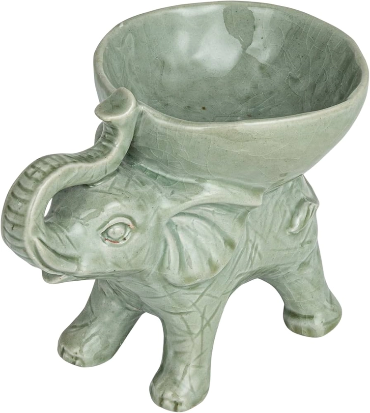 Amazon.com: Creative Co-Op Majestic Stoneware Elephant Bowl, Grey: Home & Kitchen