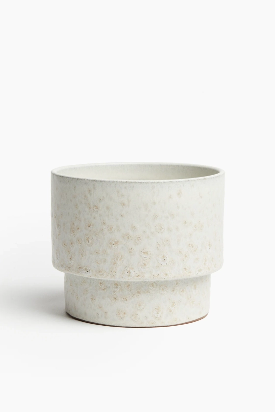 Cache-pot en terracotta - Blanc/motif - Home All | H&M FR