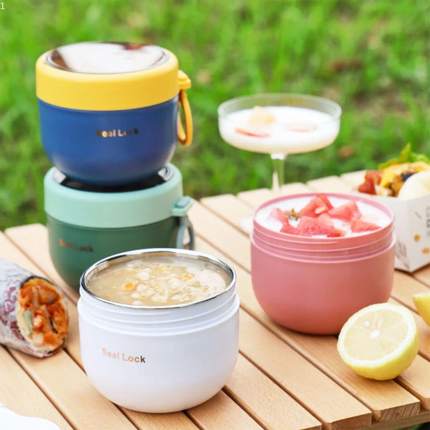 600ML Stainless Steel Lunch Box Hot Food Flask Soup Storage Vacuum Thermal Jar Thermos Containers Bento Lunch Box for Kids