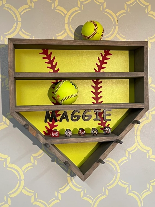 Softball Ring and Ribbon/Medal Display (SB2)