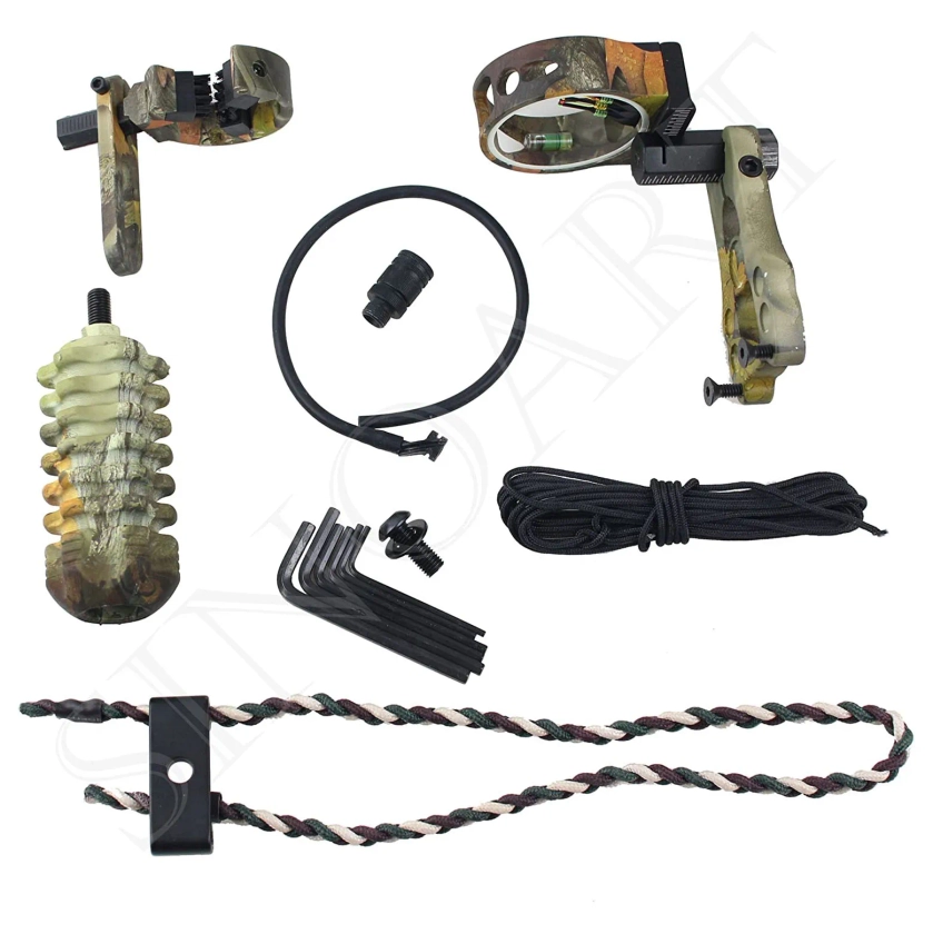 Upgrade 5 Pin Bow Sight with Level and Light  Arrow Rest  Stabilizer Sling Archery Acccessories Combo Set Archery