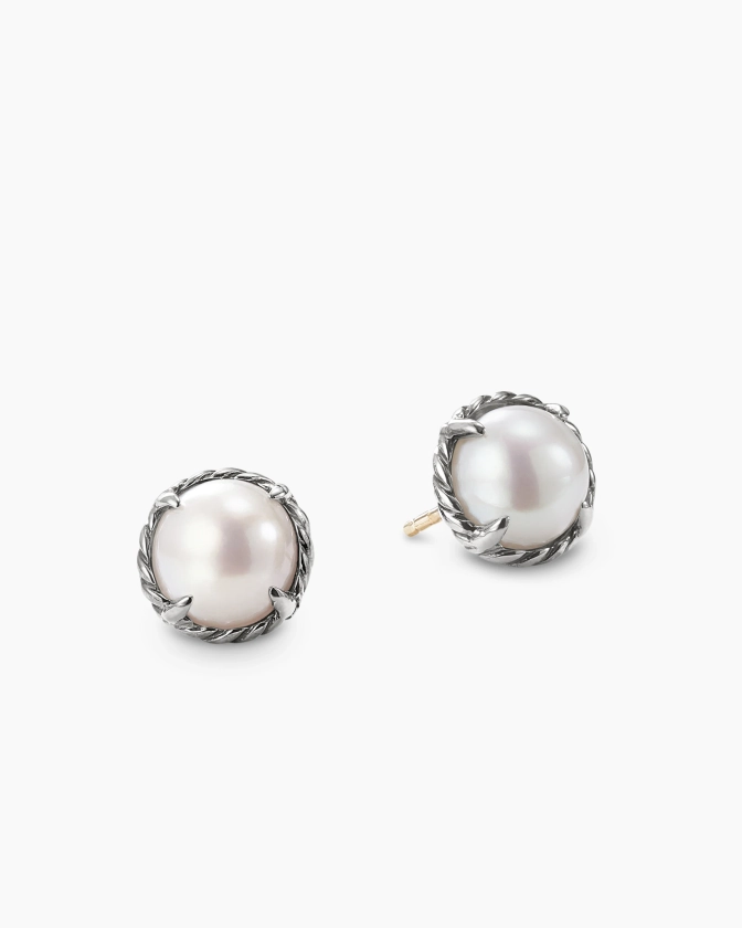 David Yurman | Petite Chatelaine® Stud Earrings in Sterling Silver with Pearls, 8mm