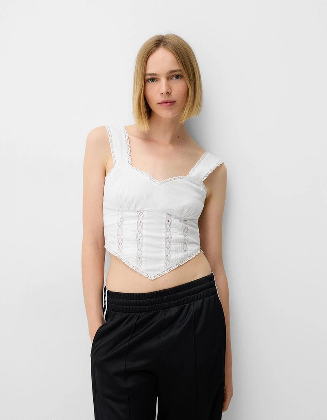 Crop top popeline - Femme