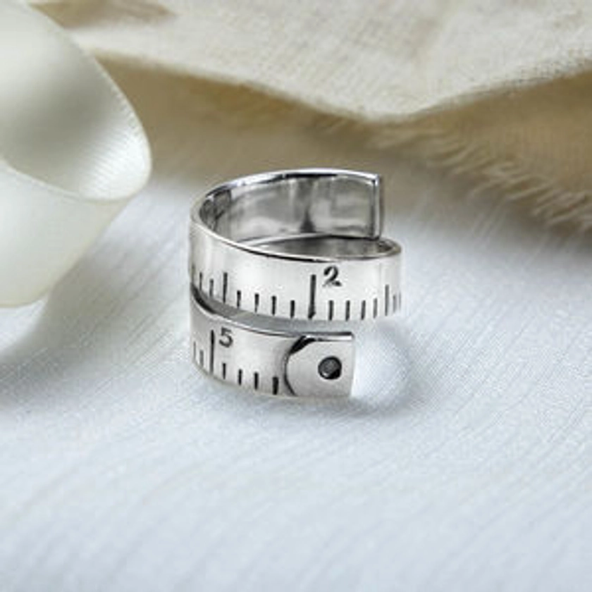 Sterling Silver Adjustable Measuring Tape Ring