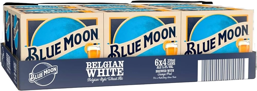 Blue Moon Belgian White Wheat Ale Beer 24 x 330 ml (cans) : Amazon.co.uk: Grocery