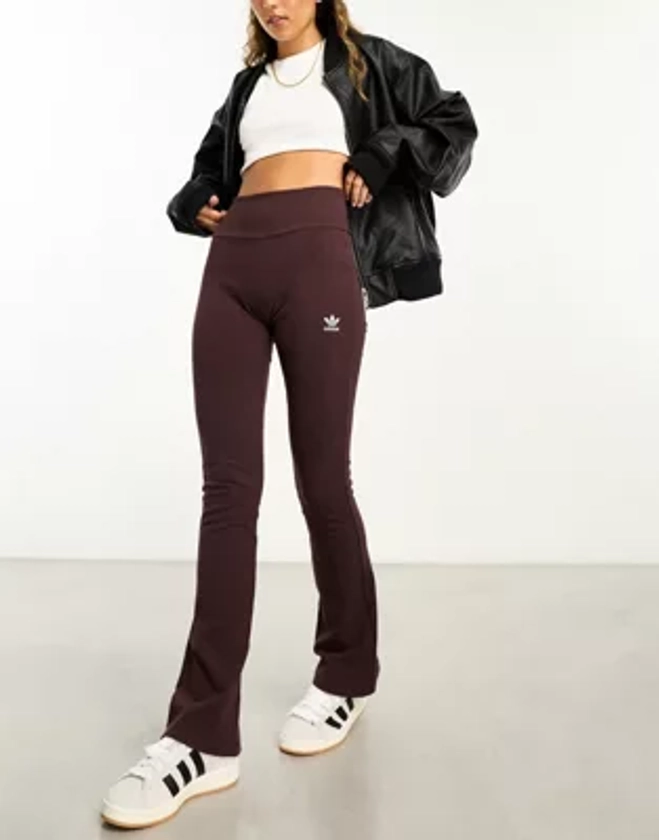 adidas Originals essentials ribbed flared pants in shadow brown | ASOS