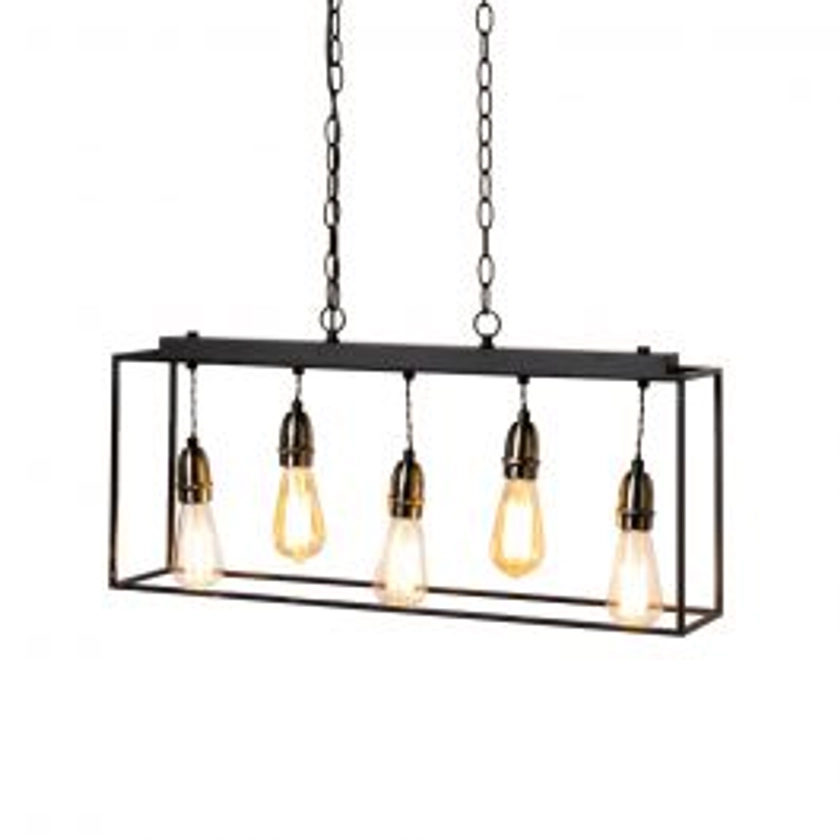 Dexter Industrial Diner Style Box Ceiling Pendant, Black