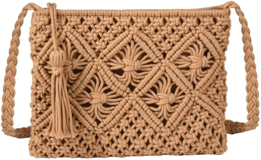 Buy AIZA DECOR |AD-13| Women's Handmade Macrame Crossbody Sling Bags For Girls (AD13_Beige) at Amazon.in