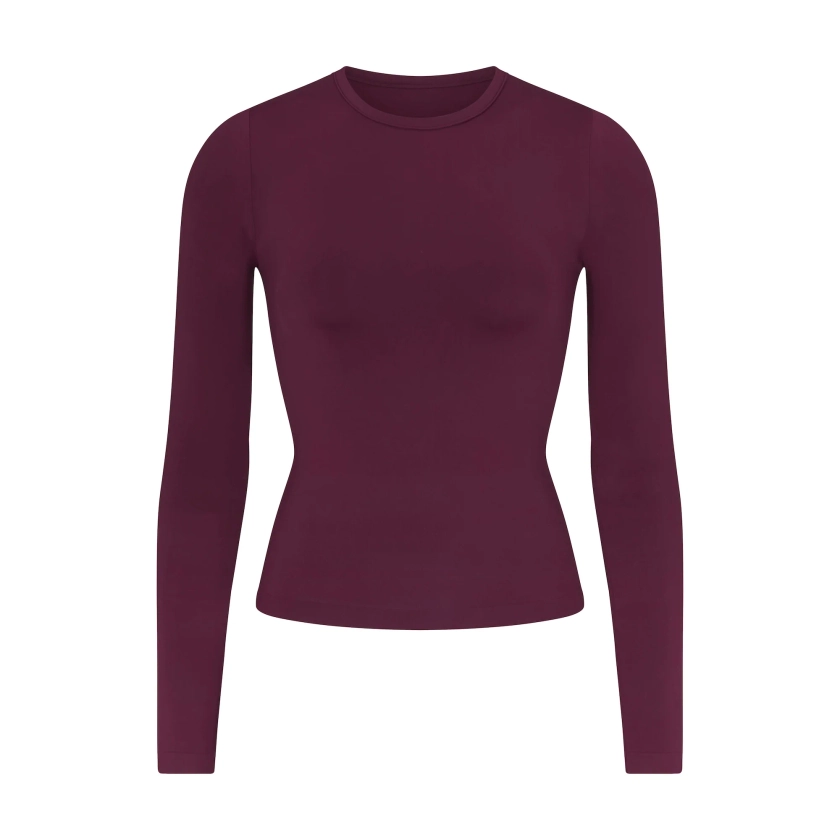 SOFT SMOOTHING SEAMLESS LONG SLEEVE T-SHIRT | DEEP BERRY