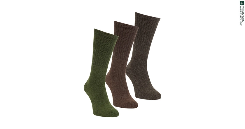 Outdoor Mens Mid-Calf Walking Socks 3-Pack | Mountain Warehouse GB