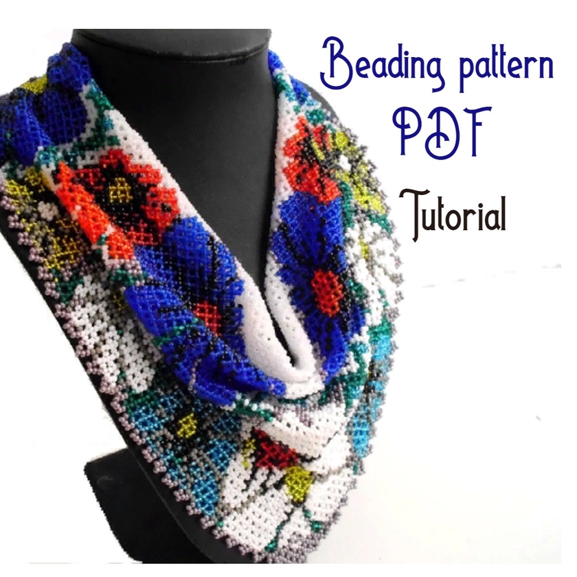 Beading pattern pdf. Necklace kerchief Summer. Tutorial step - Inspire Uplift