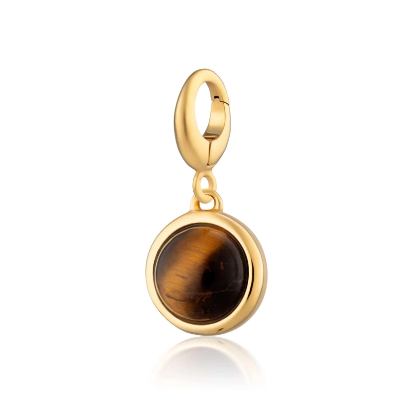 Gold Plated Tigers Eye Healing Stone Charm (Courage) | Lily Charmed