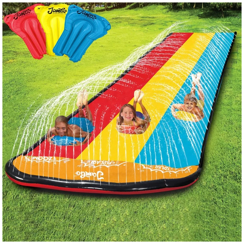 Parque Aquático Inflável 6 Metros Com 3 Bodyboards E Sistema De Aspersão De Água De 3 Vias Para Crianças, Jambo, Colorido - Carrefour: As melhores promoções pra você economizar