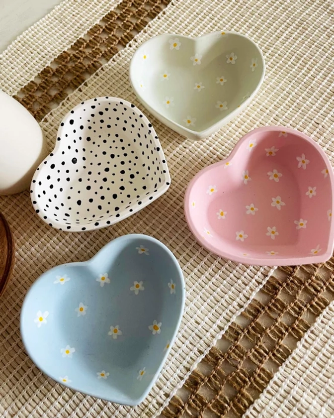 Eco Friendly Hand-painted Heart Ring Dish - Custom Colors