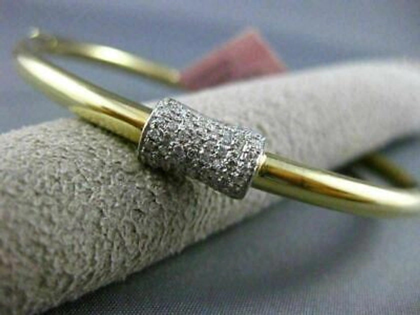 ESTATE .42CT DIAMOND 14KT WHITE & YELLOW GOLD SQUARE BOW CLASSIC BANGLE BRACELET