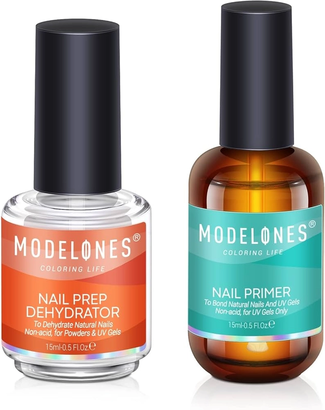 Modelones Professional Gel Nail Polish Primer, 2Pcs 15ml Acid Free Natural Nail Prep Dehydrate, Air Dry Superior Bonding Primer for Acrylic Powder Supplies Set : Amazon.co.uk: Beauty