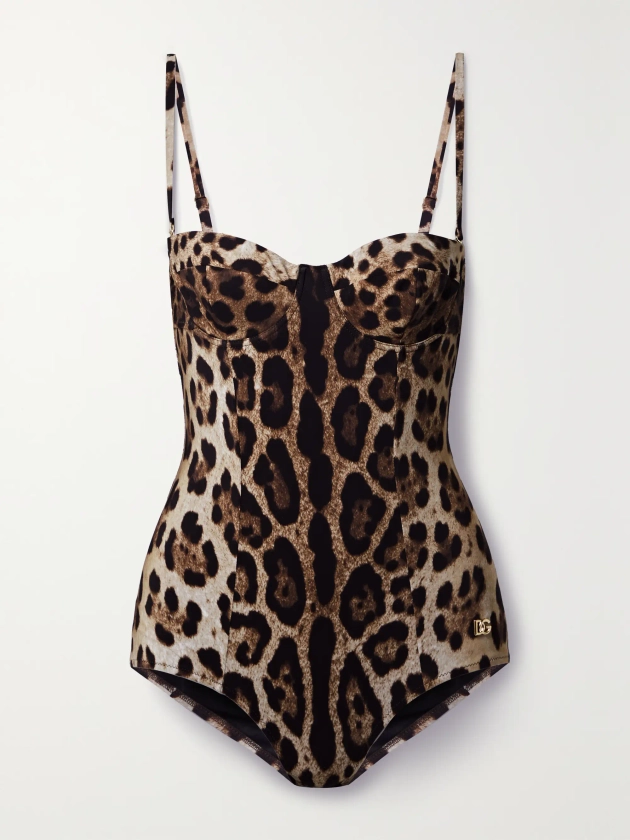 DOLCE&GABBANA Cutout leopard-print underwired swimsuit | NET-A-PORTER