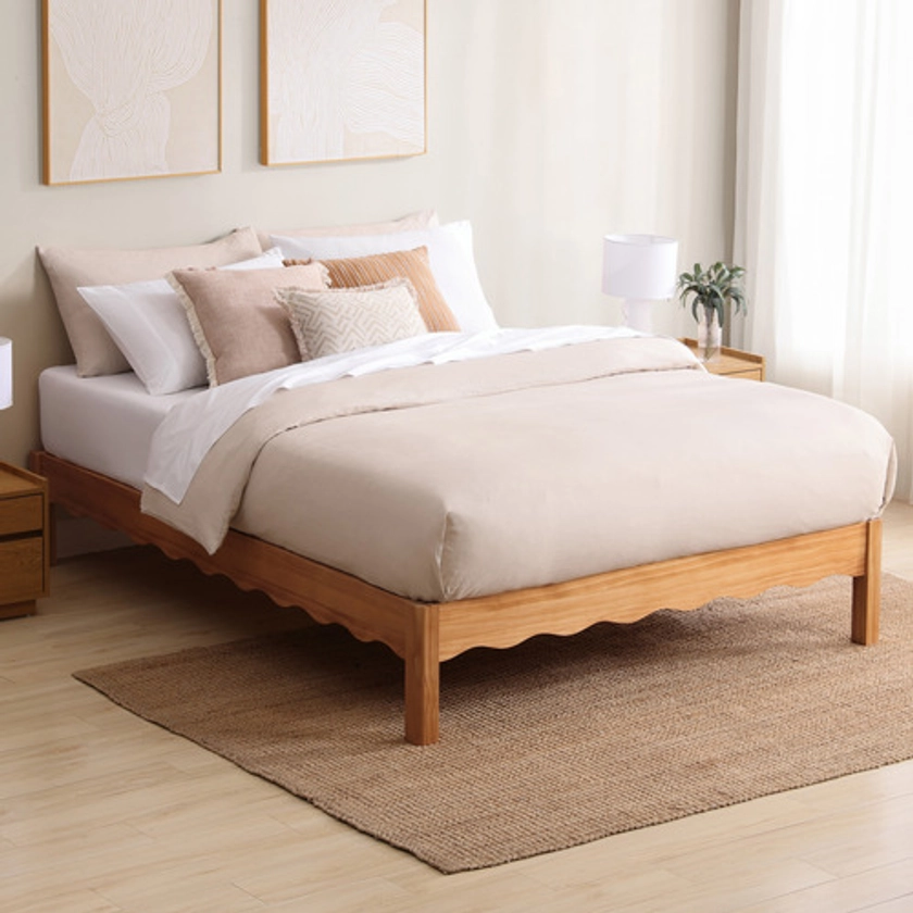 Temple & Webster Evelyn Wavy Pine Wood Bed