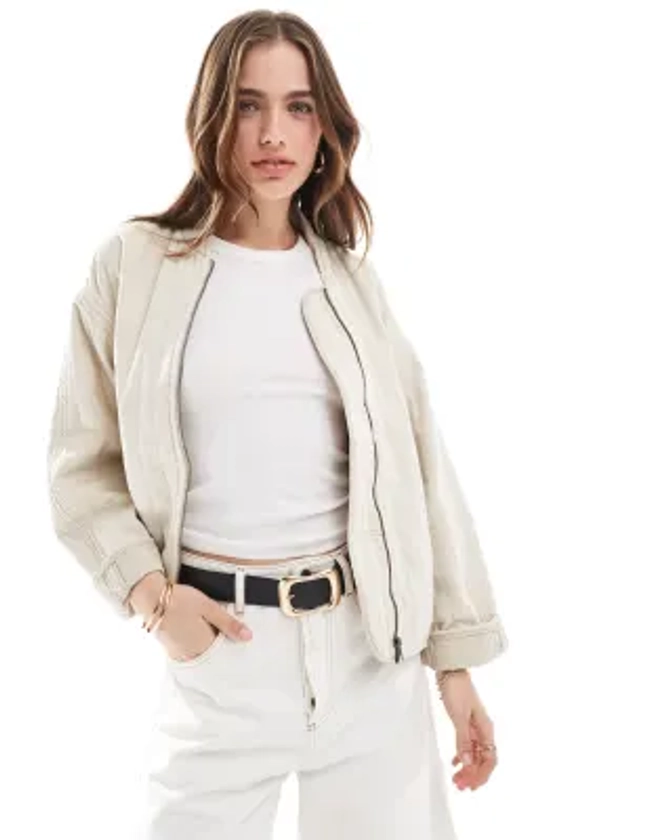 Levi's – Kennedy – Beige quiltad jacka med avslappnad passform och dragkedja | ASOS