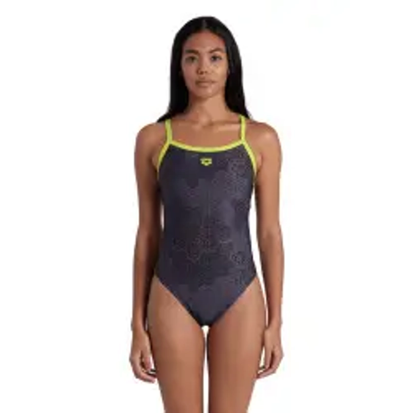 Arena CAMO KIKKO Challenge Back  SOFT GREEN-BLACKMULTI - Maillot de bain femme 1 pièce