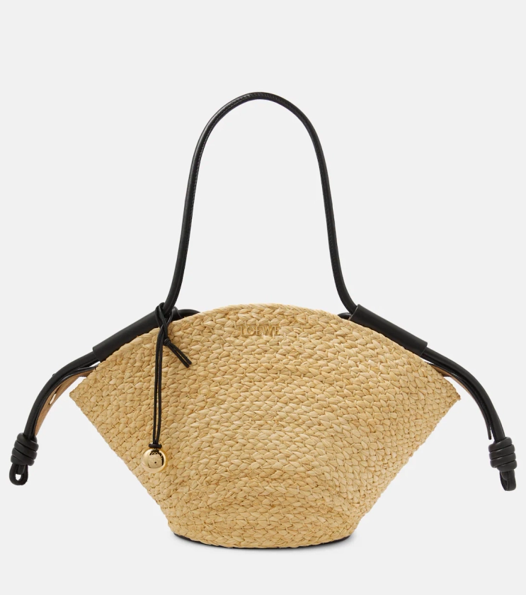 Paseo Small raffia basket bag in beige - Loewe | Mytheresa