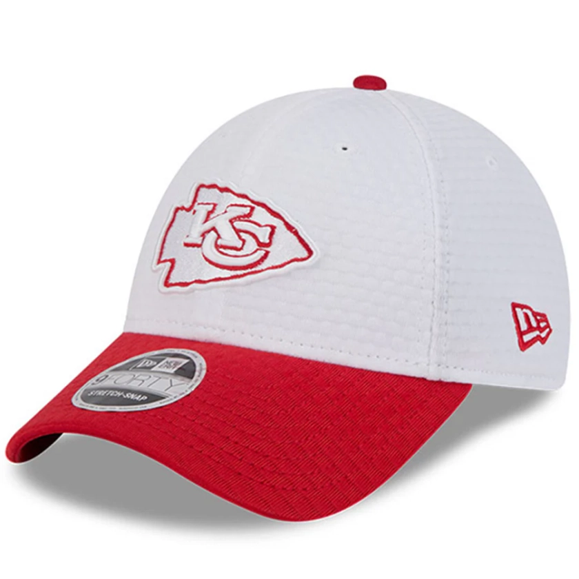 Youth Kansas City Chiefs New Era White/Red 2024 NFL Training Camp 9FORTY Adjustable Hat
