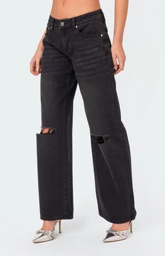 Edikted Debbie Distressed Low Rise Baggy Jeans | PacSun