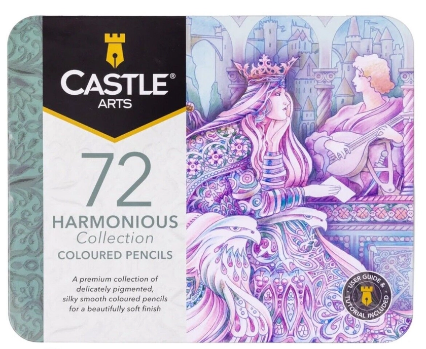 BRAND NEW Castle Arts 72-Piece Harmonious Colouring Pencil Set Tin ART