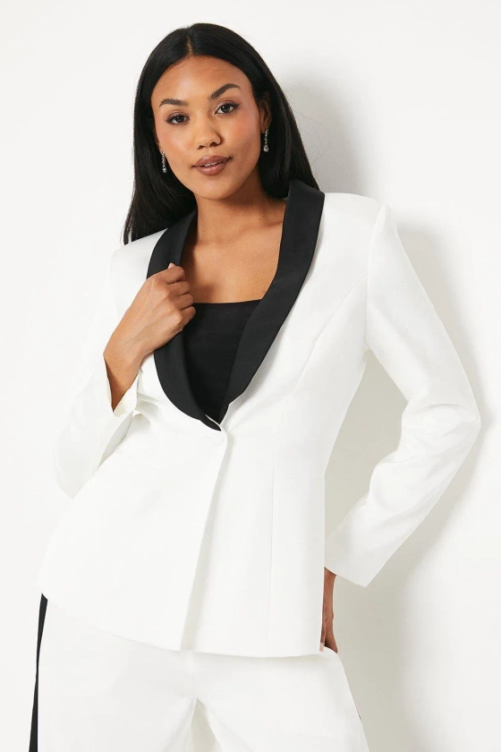 Jackets & Coats | Contrast Lapel Satin Single Breasted Blazer | Coast